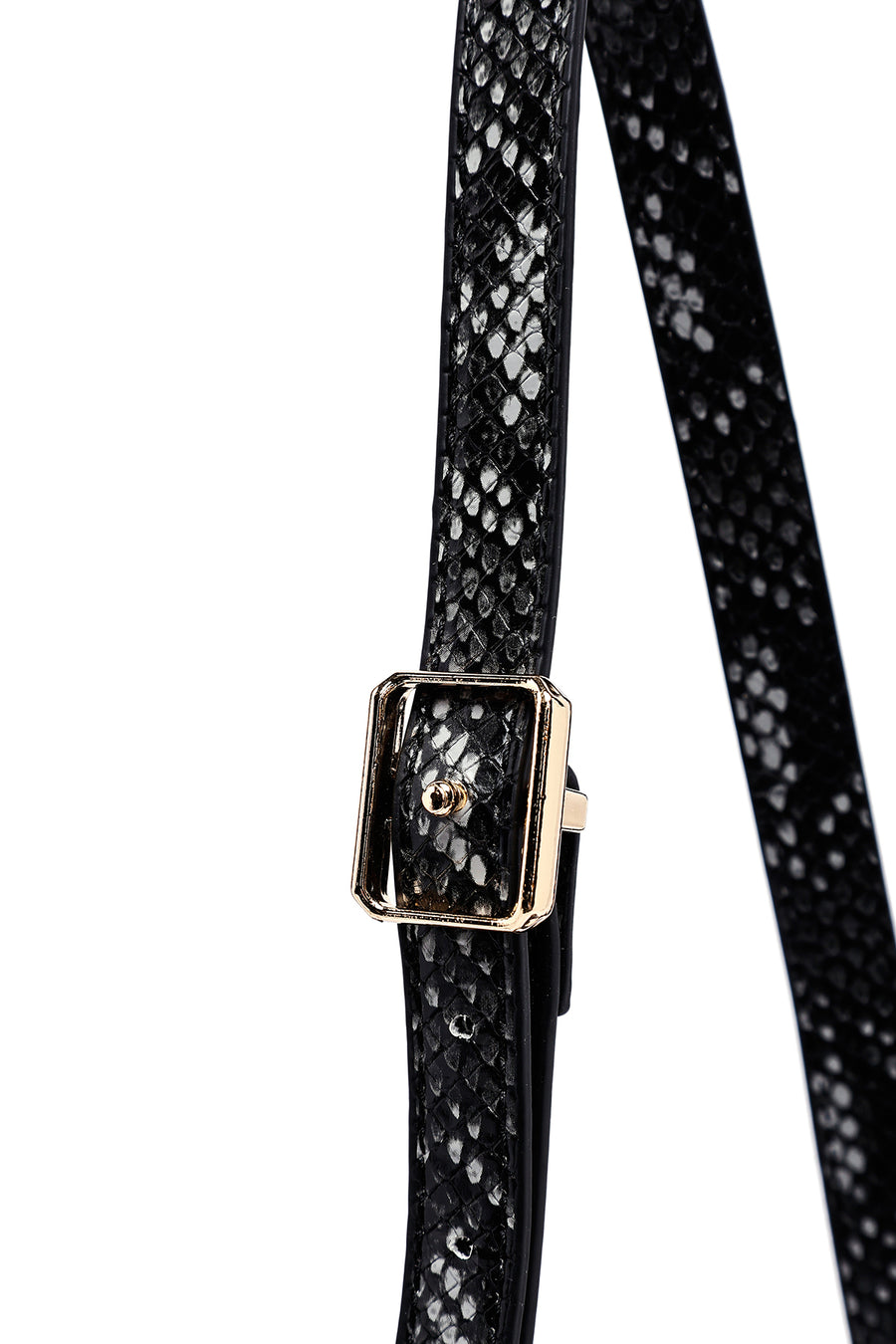 Woman Black Long Strap Patterned Crossbody Bag