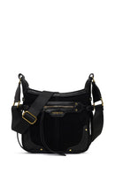 Women's Black Long Strap Suede Leather Crossbody Bag | Derimod