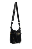 Women's Black Long Strap Suede Leather Crossbody Bag | Derimod