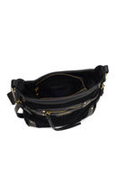 Women's Black Long Strap Suede Leather Crossbody Bag | Derimod