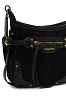 Women's Black Long Strap Suede Leather Crossbody Bag | Derimod