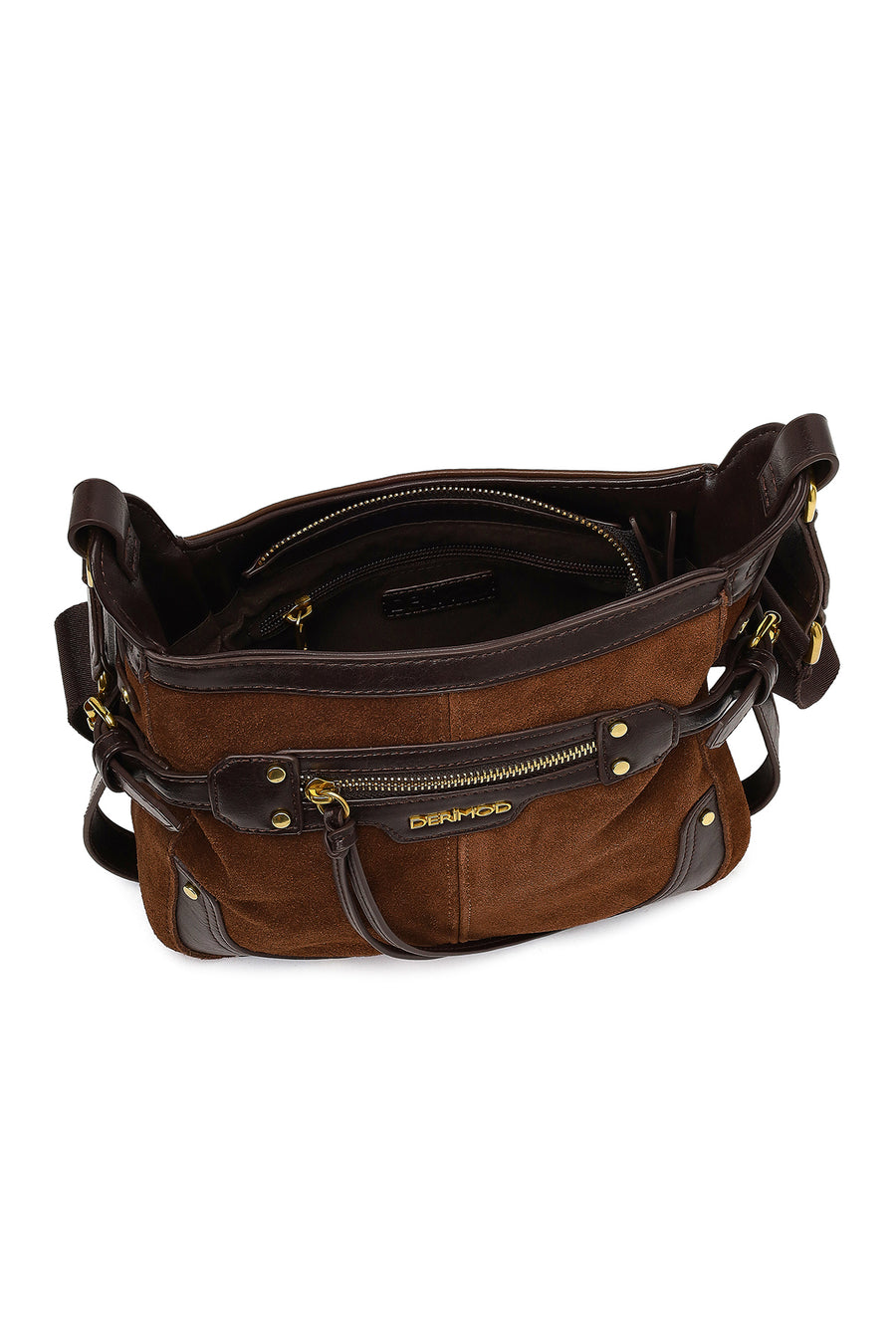 Women's Brown Long Strap Suede Leather Crossbody Bag