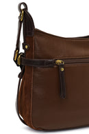 Women's Brown Long Strap Suede Leather Crossbody Bag | Derimod