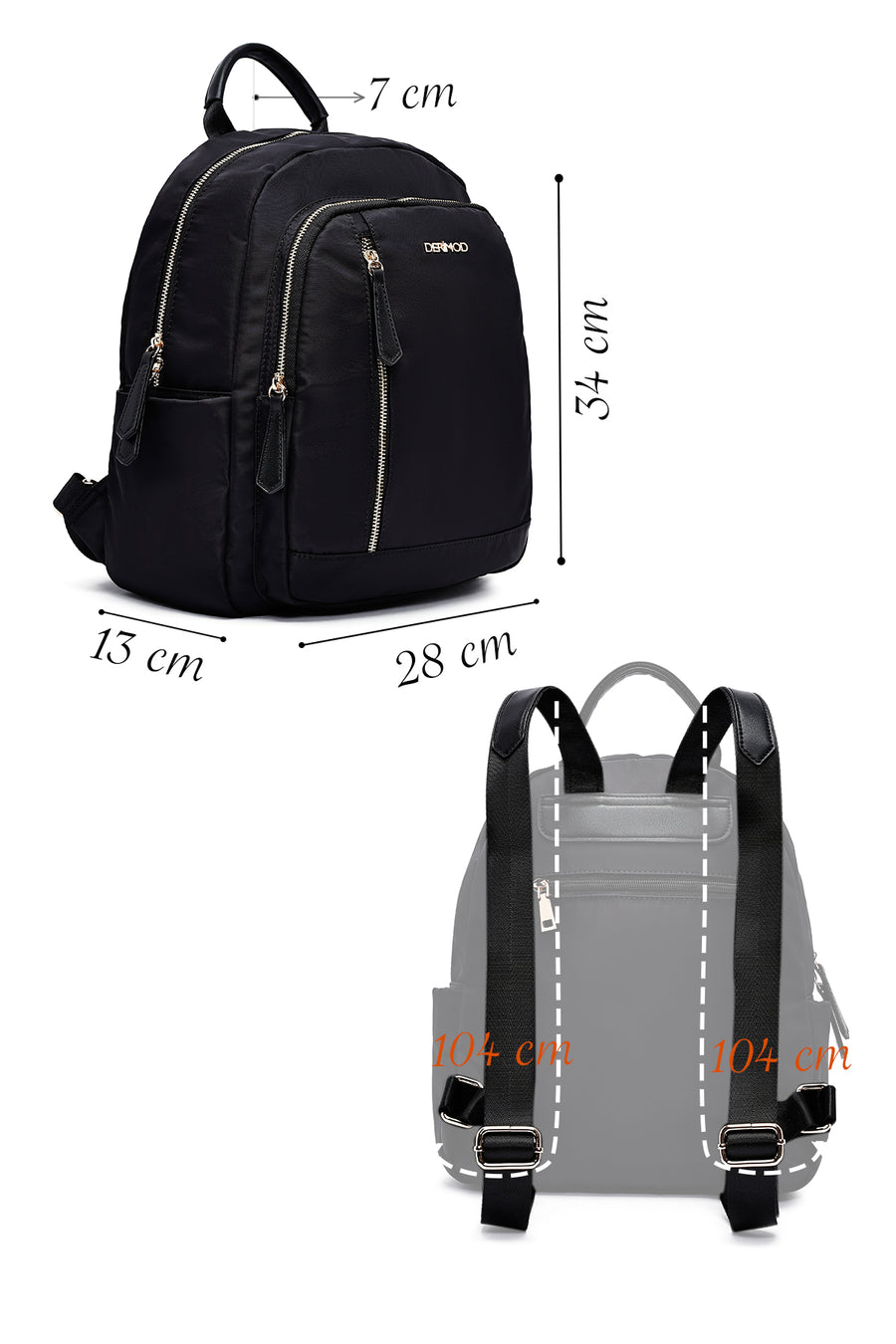 Woman Black Fabric Backpack