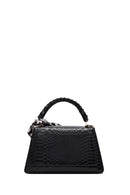 Women's Black Long Strap Classic Shoulder Bag with Crocodile Pattern | Derimod