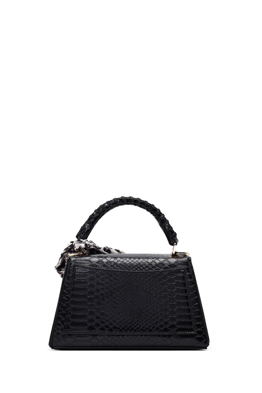 Women's Black Long Strap Classic Shoulder Bag with Crocodile Pattern