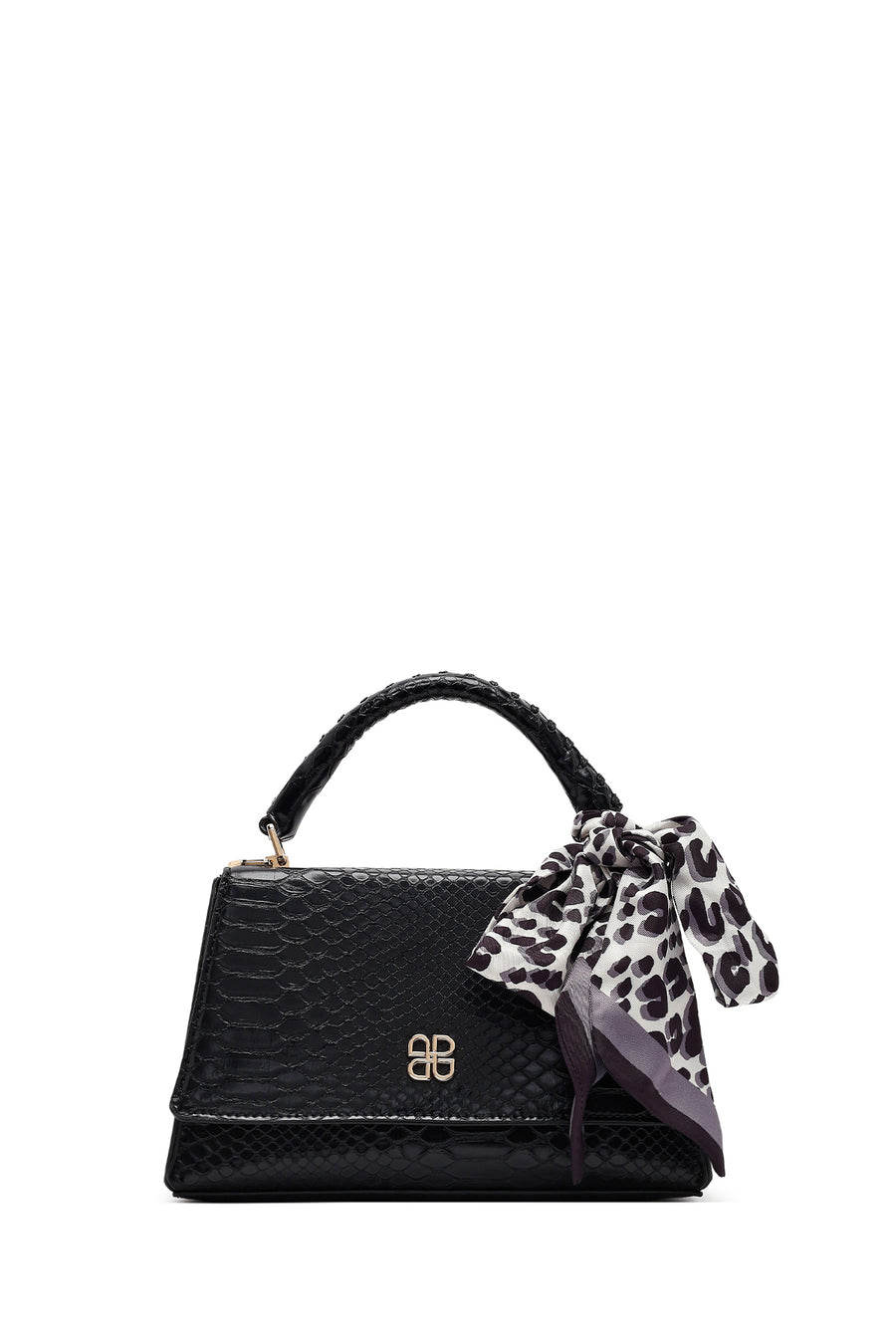 Women's Black Long Strap Classic Shoulder Bag with Crocodile Pattern