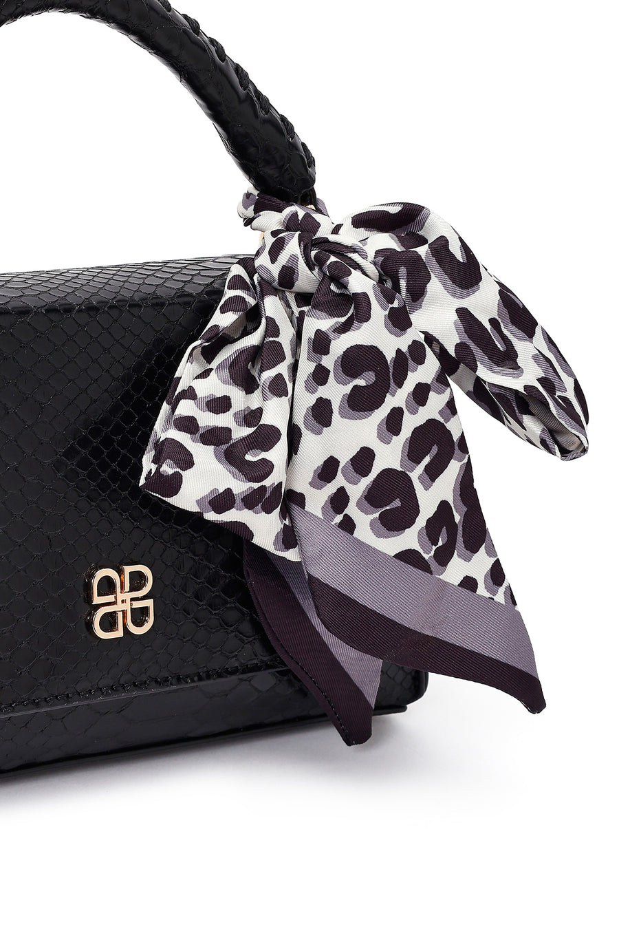 Women's Black Long Strap Classic Shoulder Bag with Crocodile Pattern