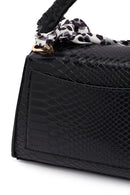 Women's Black Long Strap Classic Shoulder Bag with Crocodile Pattern | Derimod