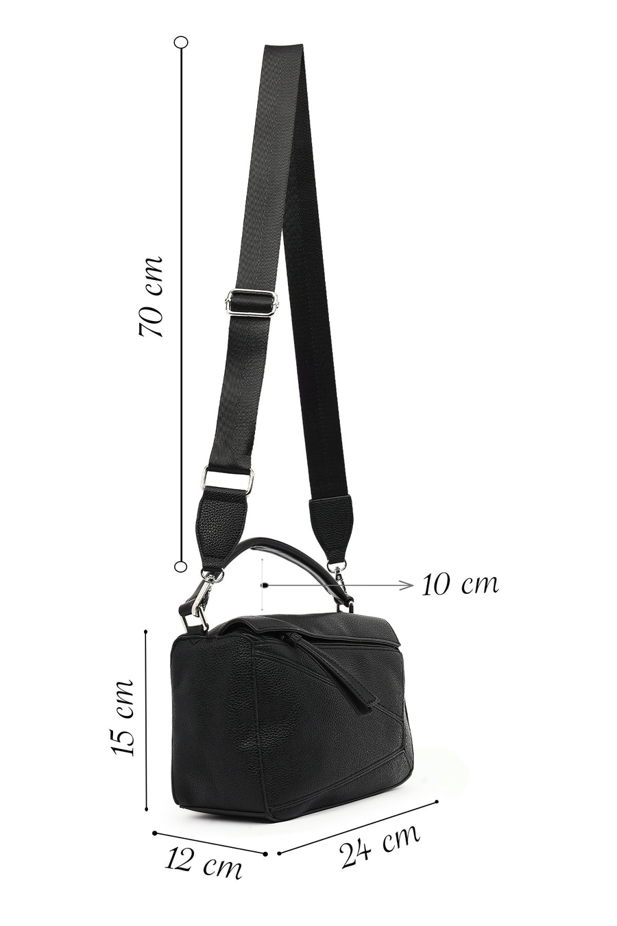 Women's Black Long Strap Crossbody Bag
