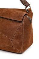 Women's Camel Long Strap Suede Crossbody Bag | Derimod