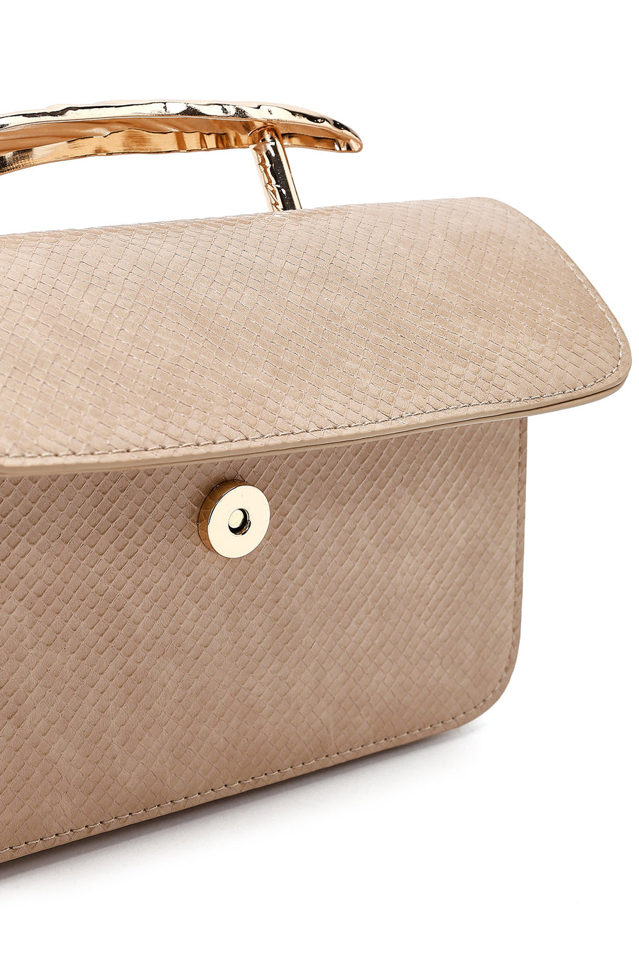 Women's Beige Long Strap Patterned Mini Shoulder Bag