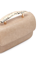 Women's Beige Long Strap Patterned Mini Shoulder Bag | Derimod
