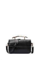 Women's Black Long Strap Patterned Mini Shoulder Bag | Derimod