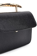 Women's Black Long Strap Patterned Mini Shoulder Bag | Derimod