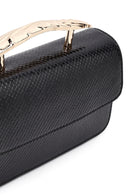Women's Black Long Strap Patterned Mini Shoulder Bag | Derimod