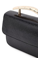 Women's Black Long Strap Patterned Mini Shoulder Bag | Derimod