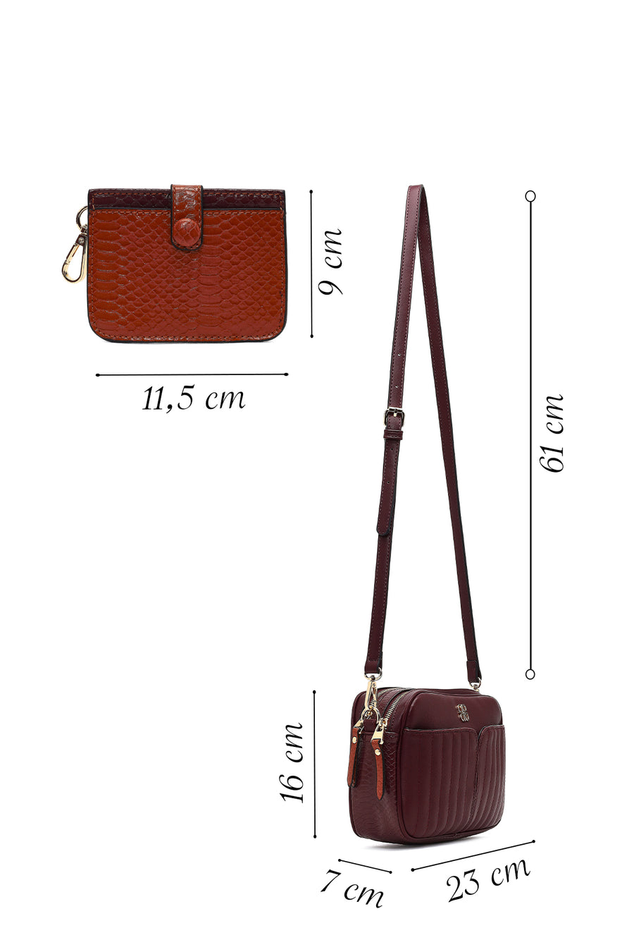 Women's Burgundy Long Strap Crossbody Bag
