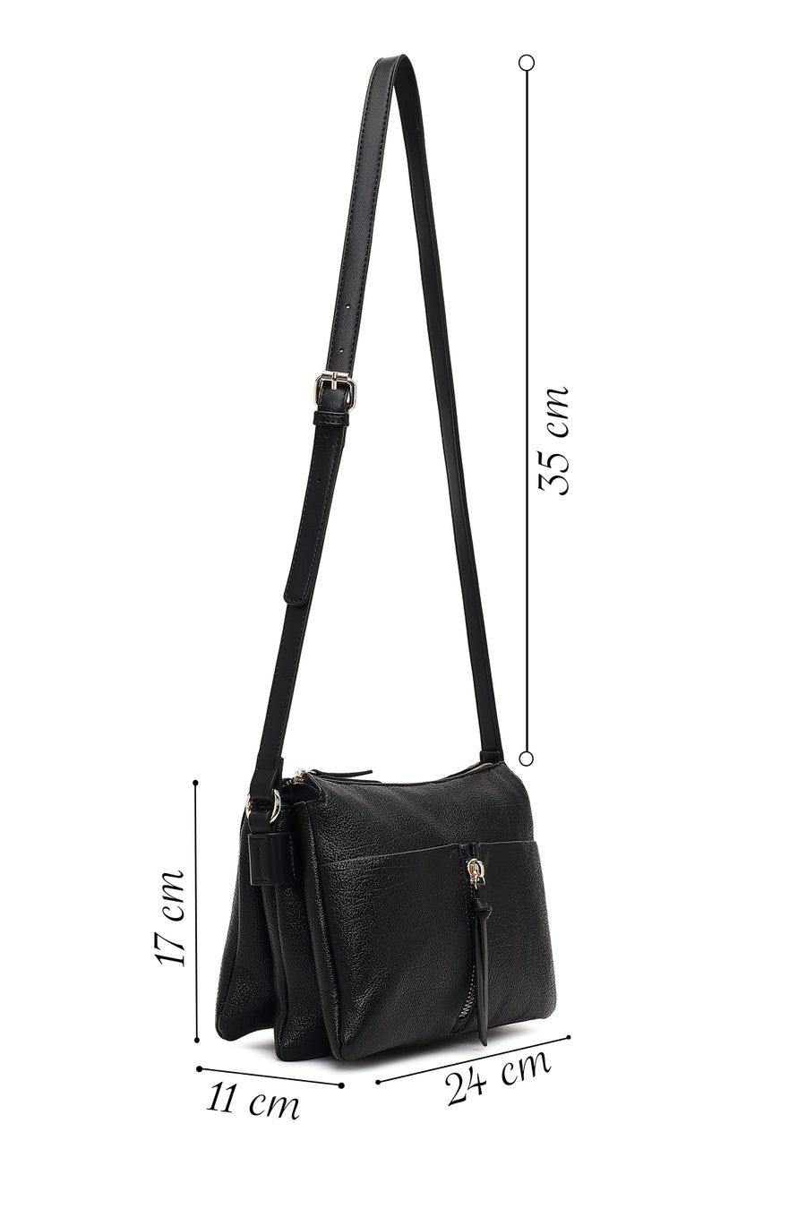 Women's Black Long Strap Crossbody Bag