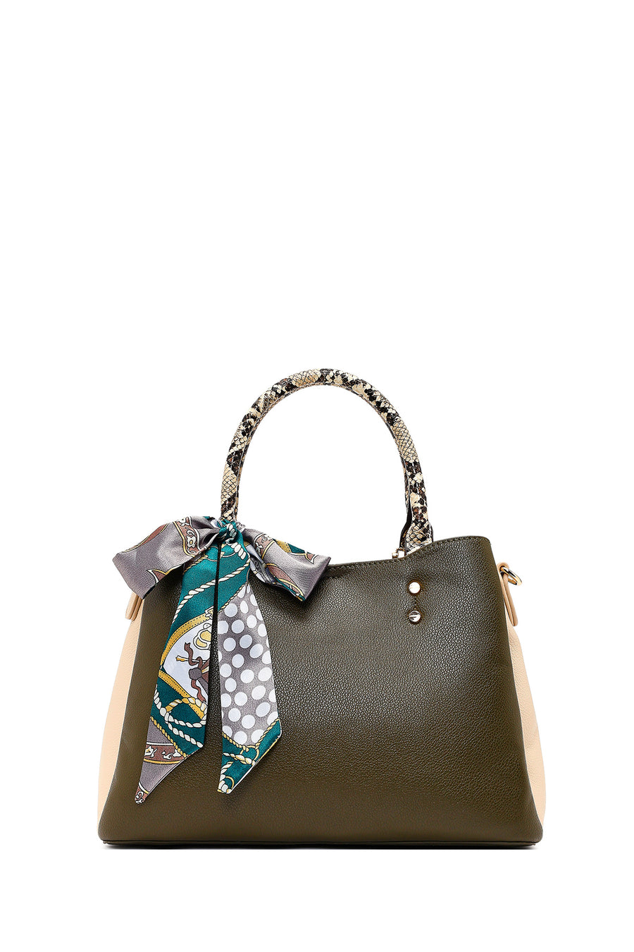 Women's Green Long Strapped Accessorized Shoulder Bag