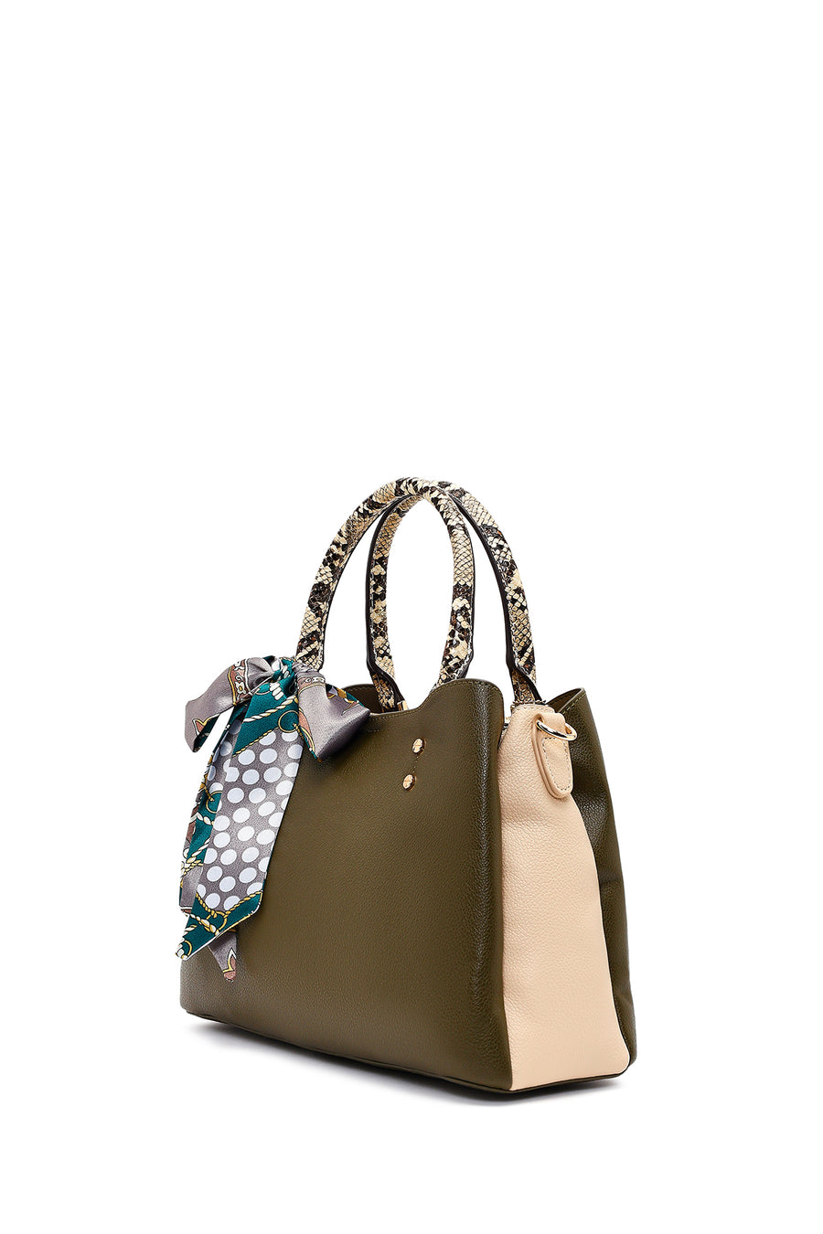 Women's Green Long Strapped Accessorized Shoulder Bag