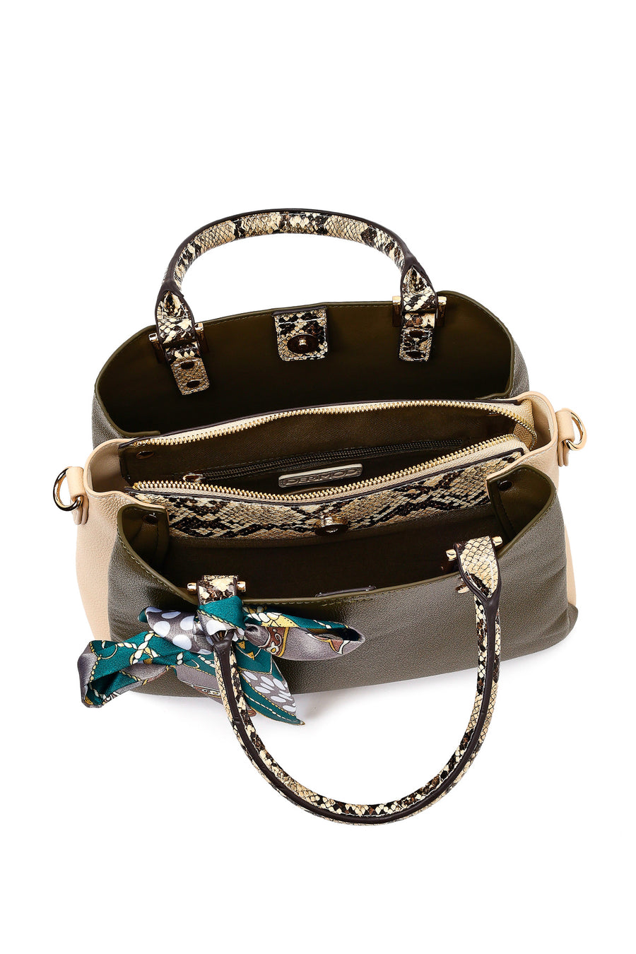 Women's Green Long Strapped Accessorized Shoulder Bag