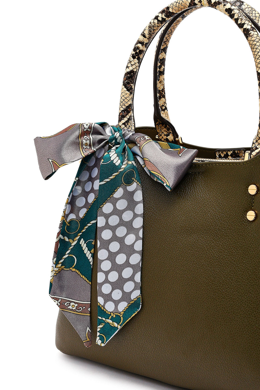 Women's Green Long Strapped Accessorized Shoulder Bag