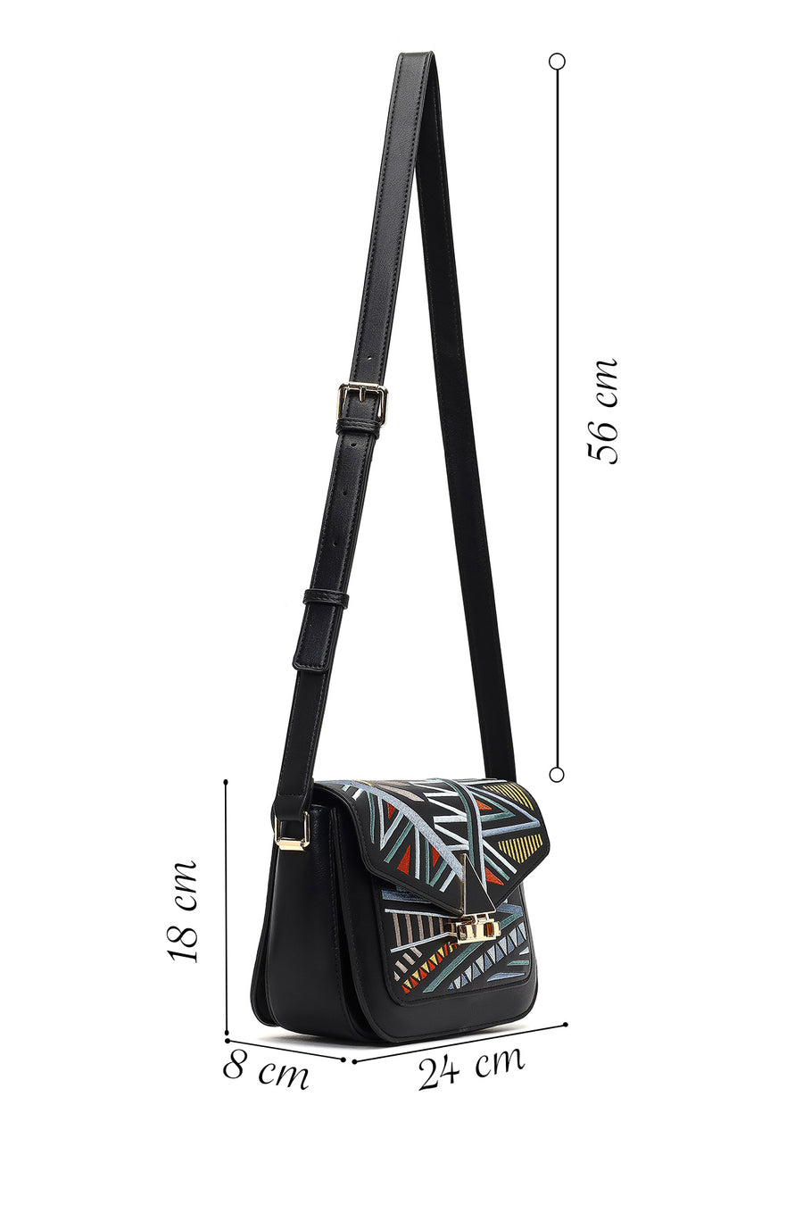Women's Black Printed Crossbody Bag