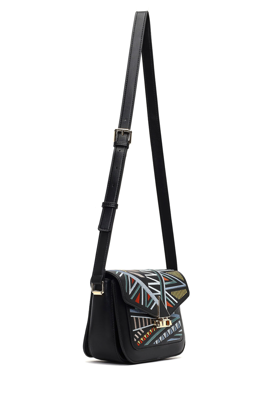 Women's Black Printed Crossbody Bag