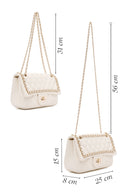Women's Cream Long Strap Quilted Shoulder Bag | Derimod