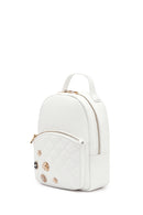 Woman Quilted Backpack with White Accessories | Derimod