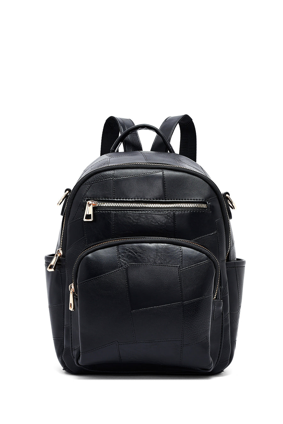 Woman Black Long Strap Printed Backpack