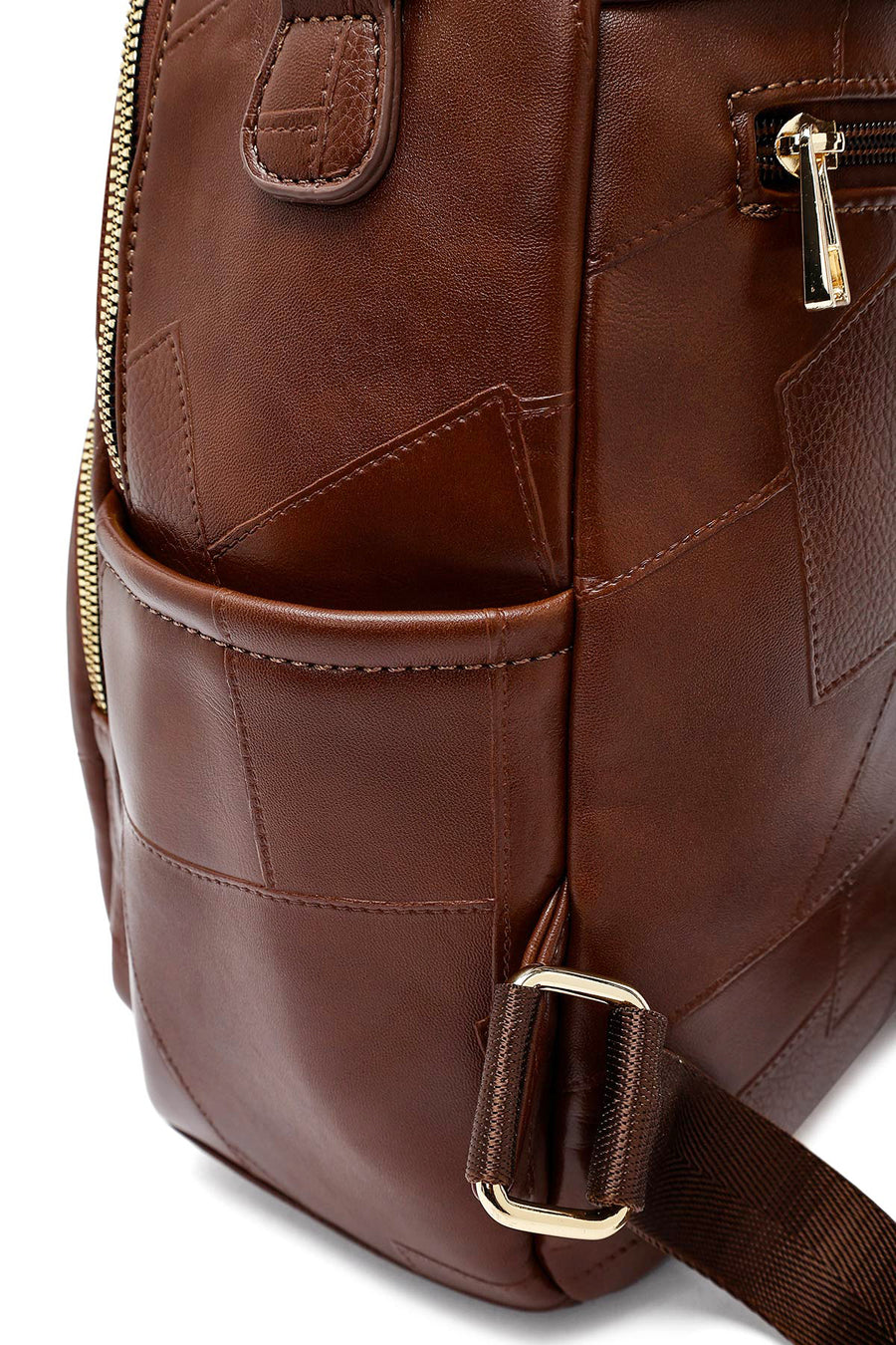 Woman Brown Long Strap Printed Backpack
