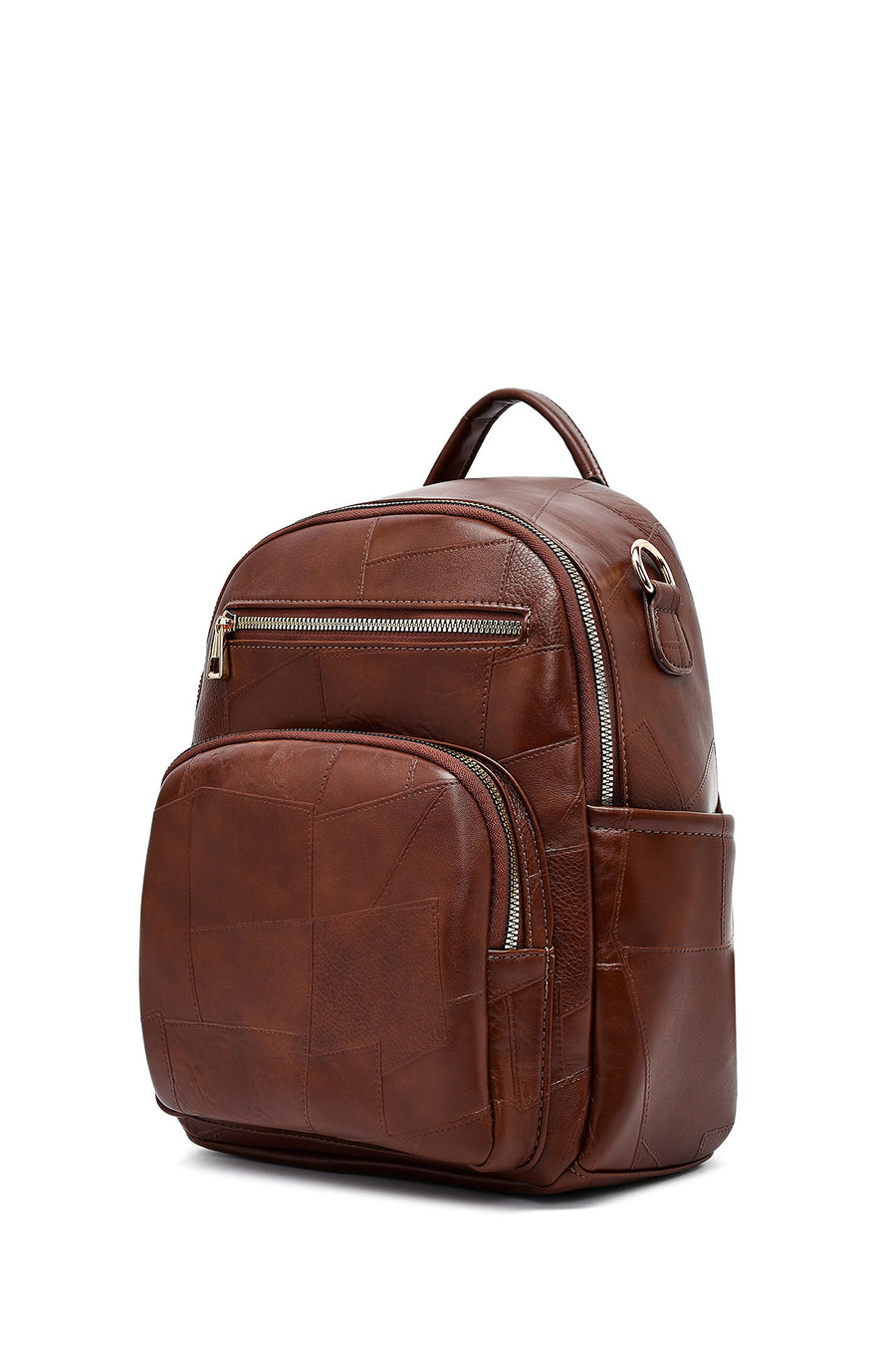 Woman Brown Long Strap Printed Backpack