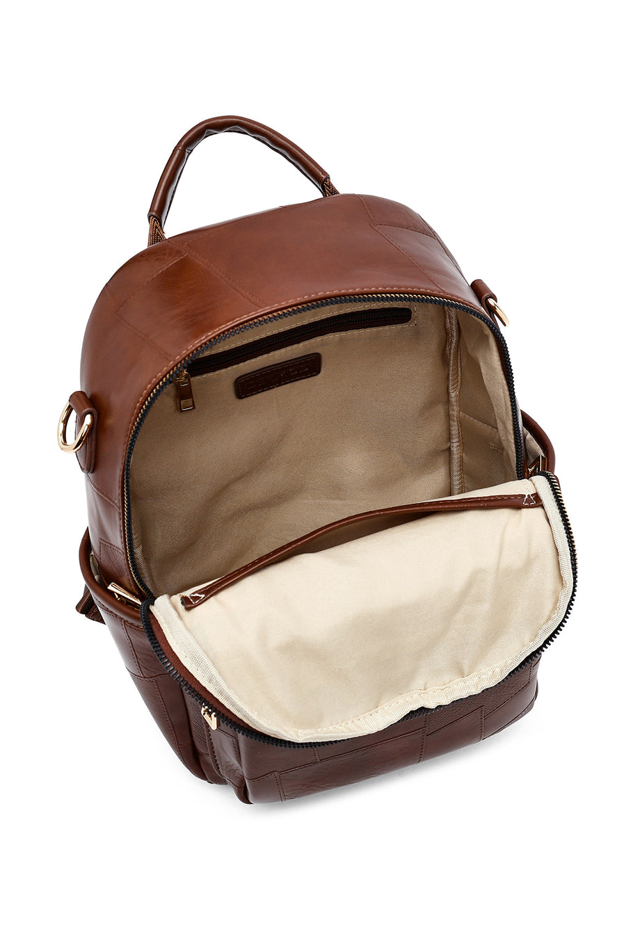 Woman Brown Long Strap Printed Backpack