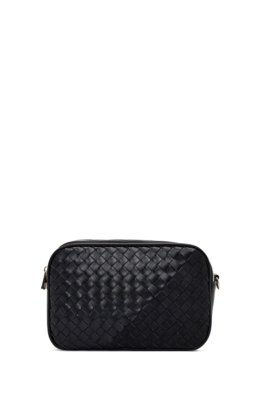 Women's Black Long Strapped Woven Crossbody Bag