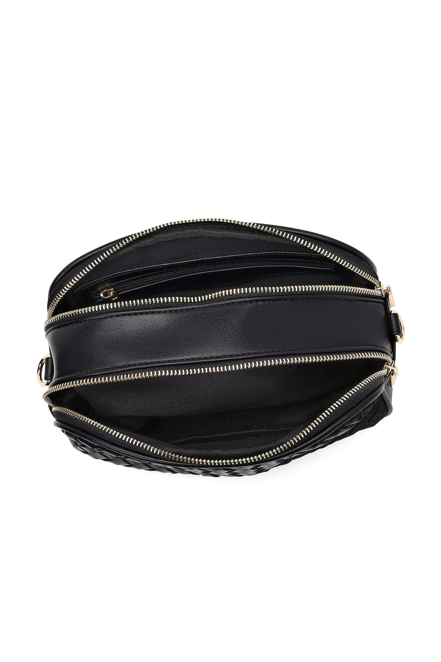 Women's Black Long Strapped Woven Crossbody Bag