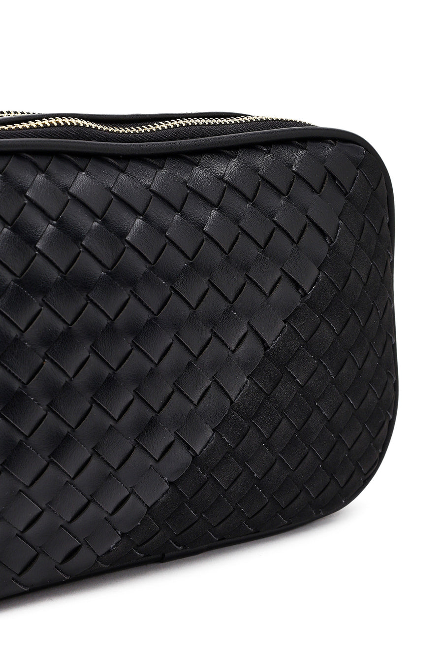 Women's Black Long Strapped Woven Crossbody Bag