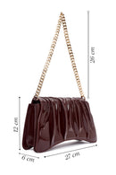 Women's Burgundy Chain Strap Patent Evening Shoulder Bag | Derimod
