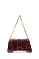 Women's Burgundy Chain Strap Patent Evening Shoulder Bag | Derimod