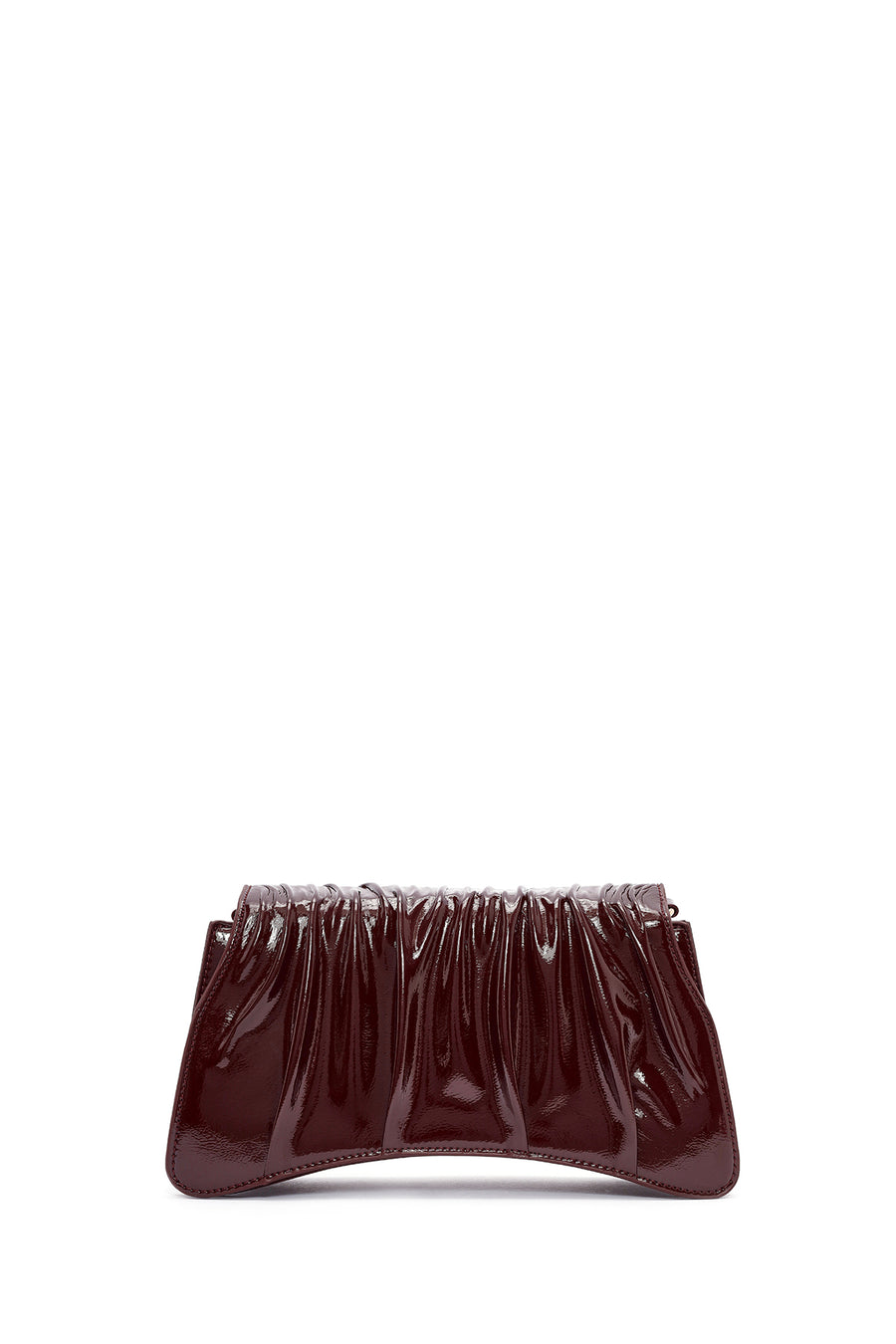 Women's Burgundy Chain Strap Patent Evening Shoulder Bag