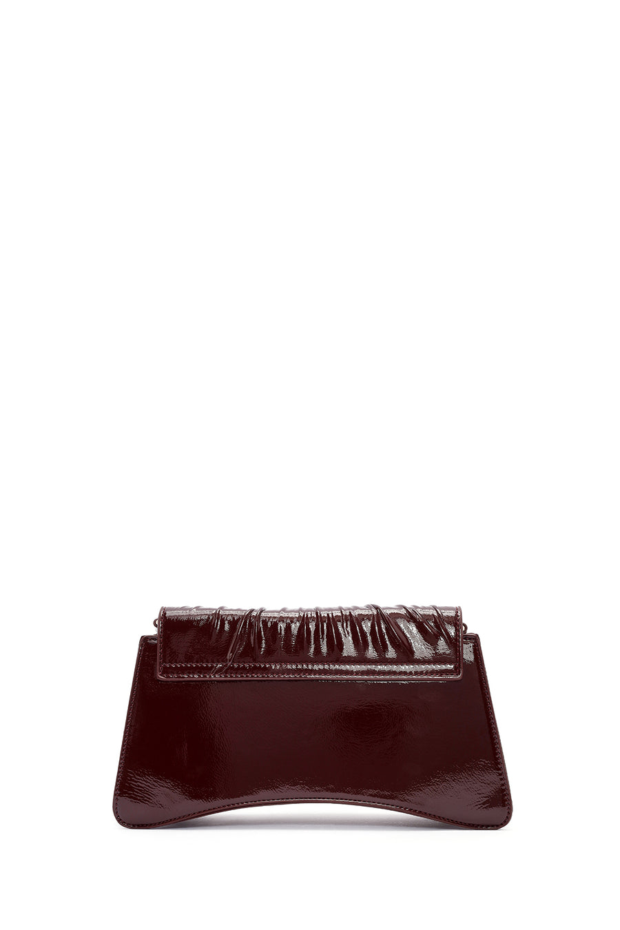 Women's Burgundy Chain Strap Patent Evening Shoulder Bag