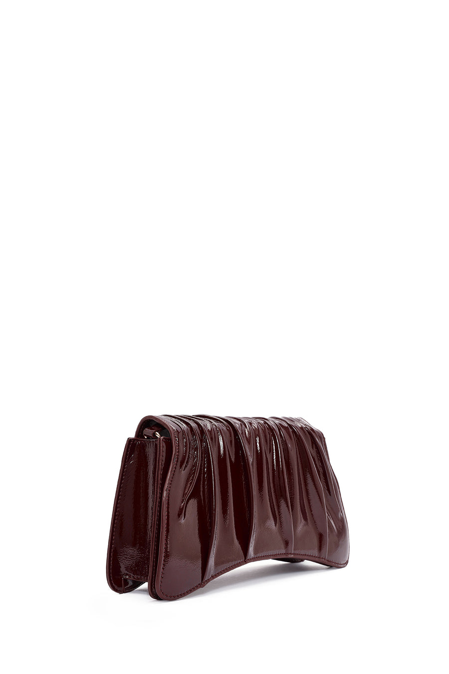 Women's Burgundy Chain Strap Patent Evening Shoulder Bag