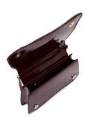 Women's Burgundy Chain Strap Patent Evening Shoulder Bag | Derimod