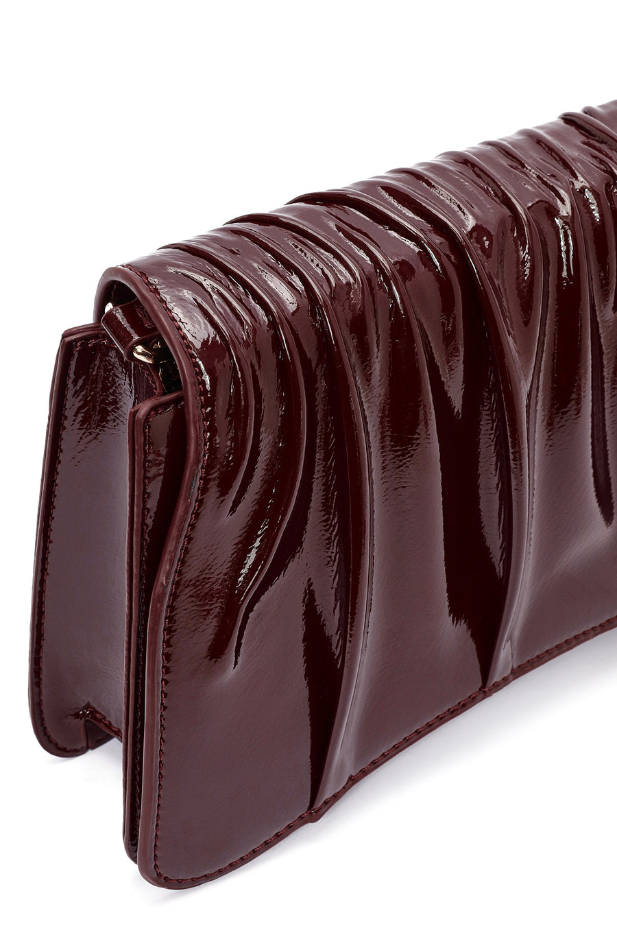 Women's Burgundy Chain Strap Patent Evening Shoulder Bag
