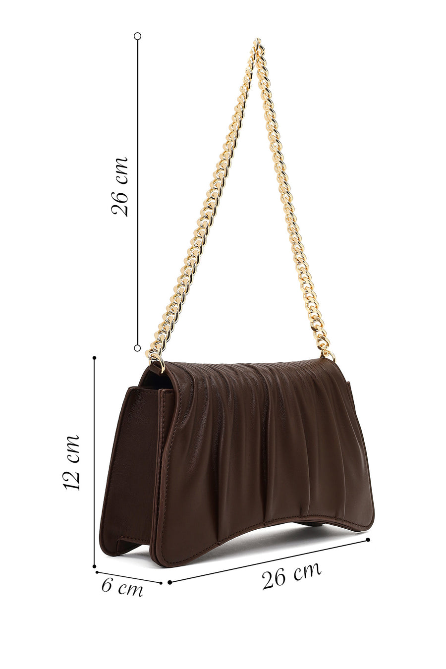 Women's Brown Chain Strap Classic Shoulder Bag