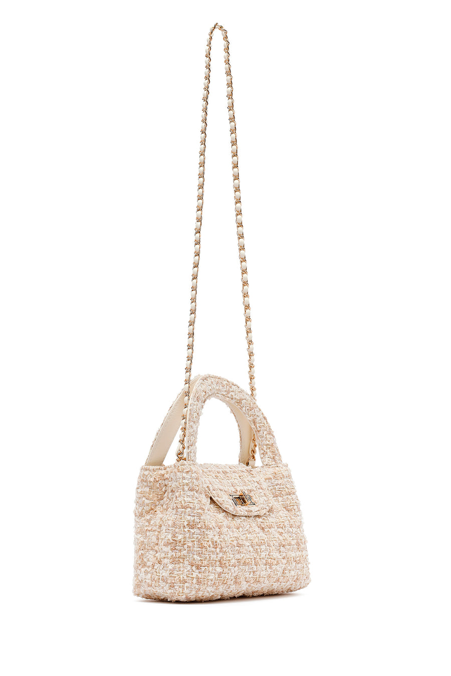 Woman Cream Long Strap Mini Handbag