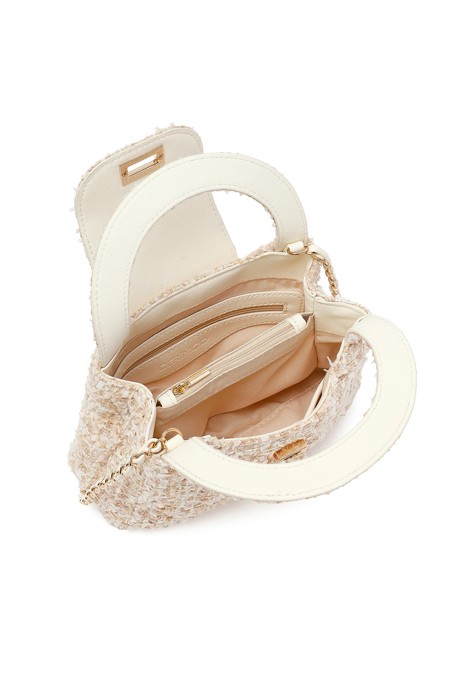 Woman Cream Long Strap Mini Handbag