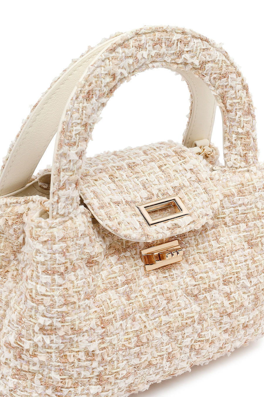 Woman Cream Long Strap Mini Handbag