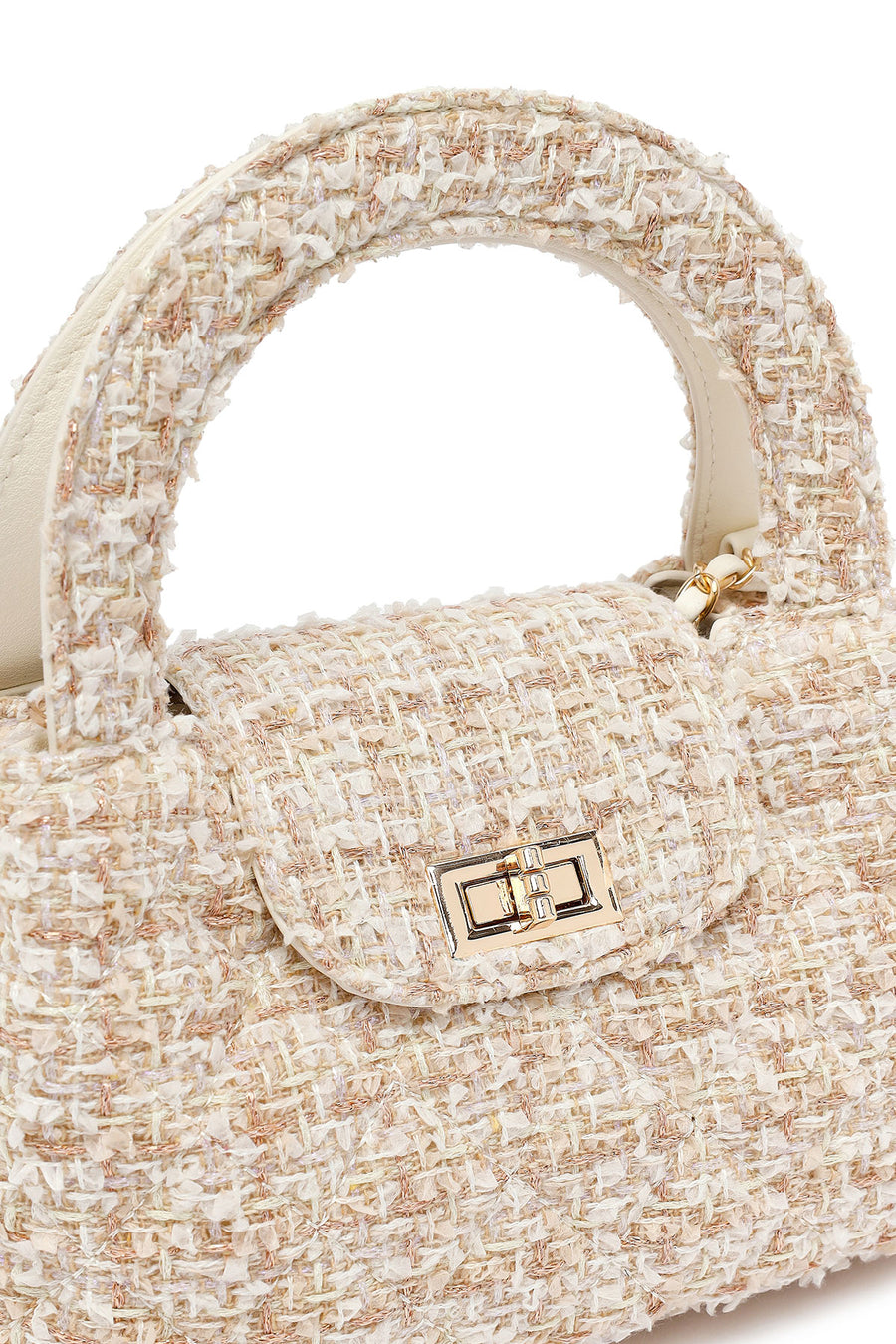 Woman Cream Long Strap Mini Handbag